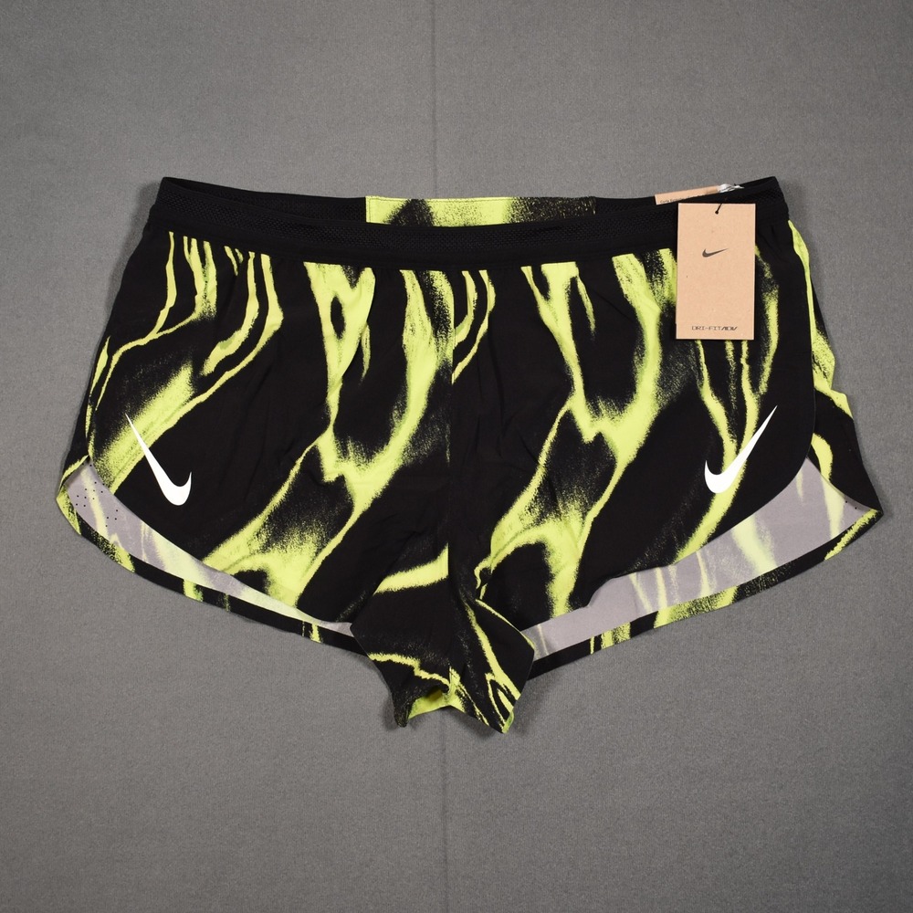 Nike AeroSwift Volt White Black Mens Dri-FIT ADV 2" Running Shorts